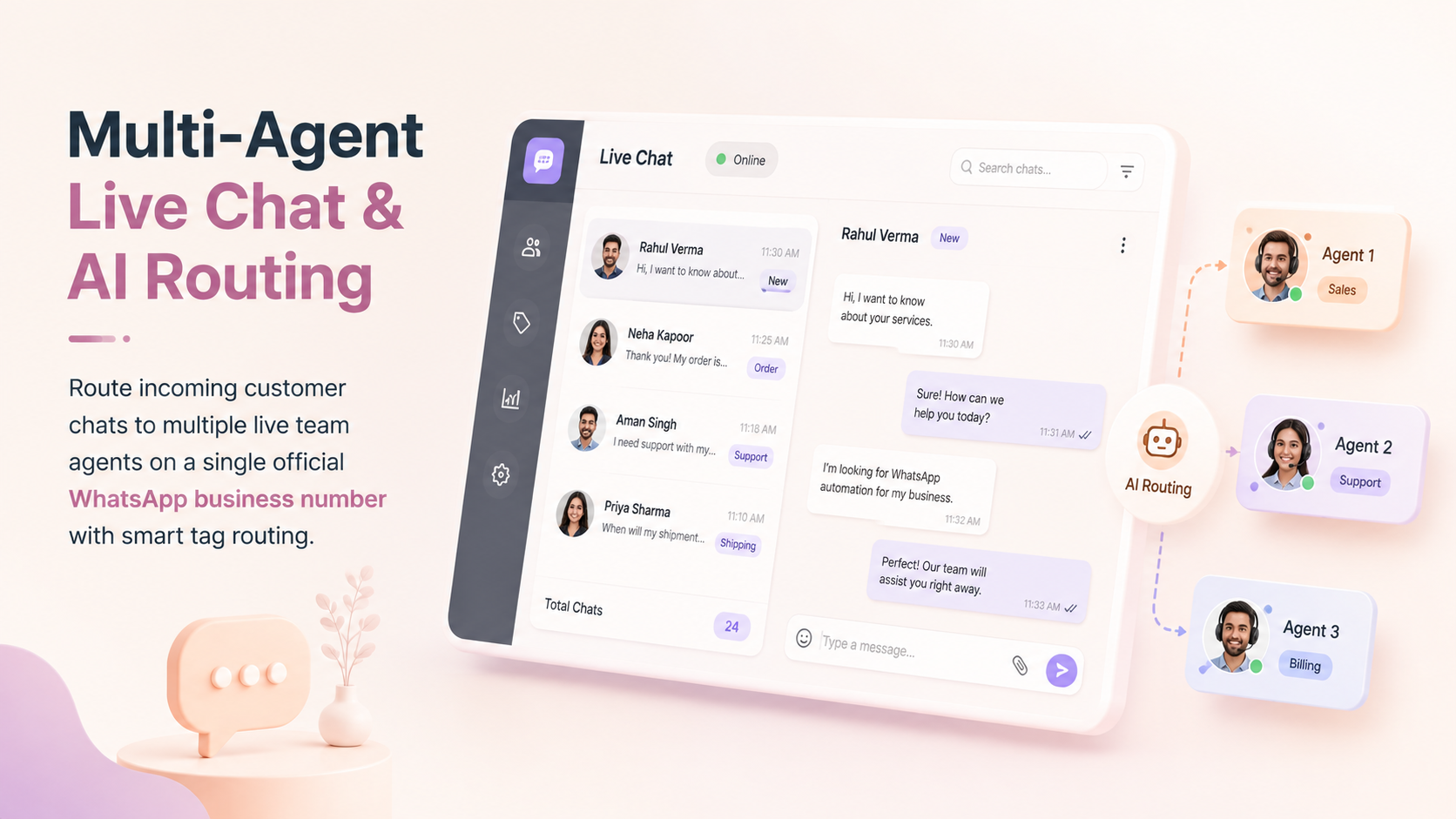 Multi-Agent Live Chat Interface