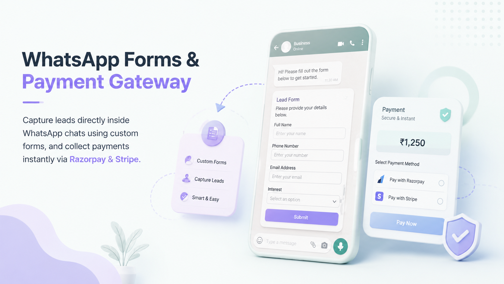 WhatsApp Forms & Payments Screenshot